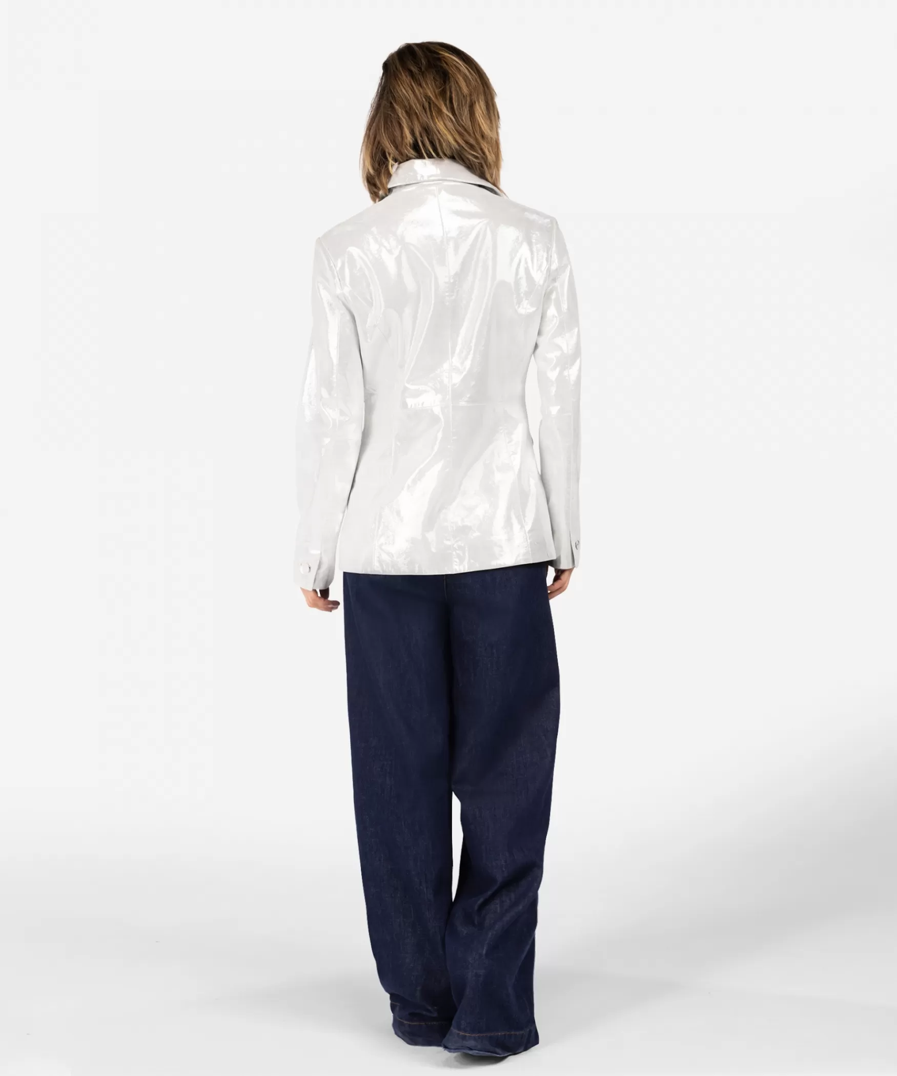 jilies_metallic__classic_grey_25844.webp IBANA Jilies Metallic | Classic Grey< Blazers | Leren Jassen